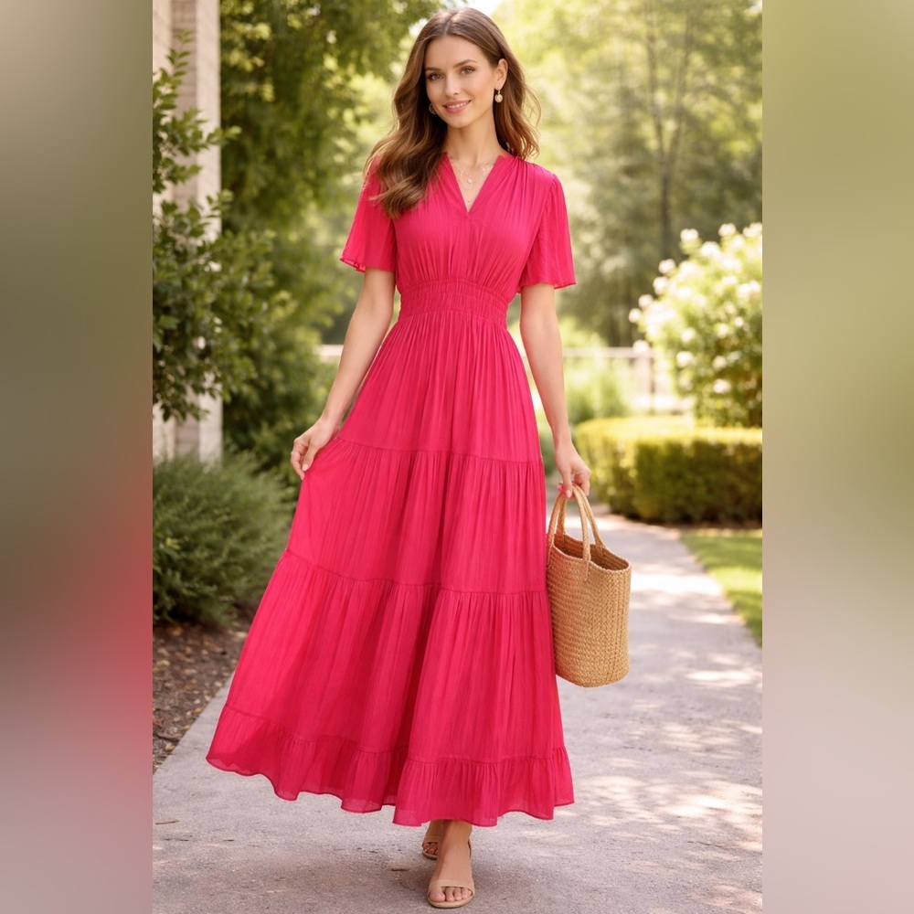 Joie Satin Tiered Maxi Dress XL